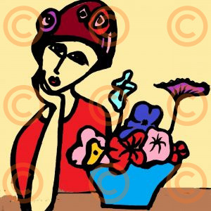 Selfie with Plant - Art Print